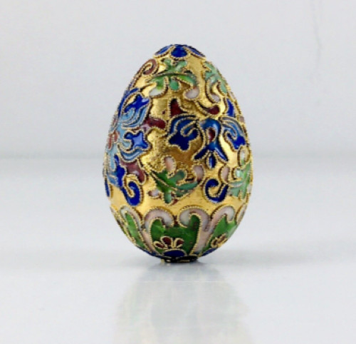 Egg Vintage Chinese Floral Cloisonné Brass Enamel Decorative Collect Multicolor