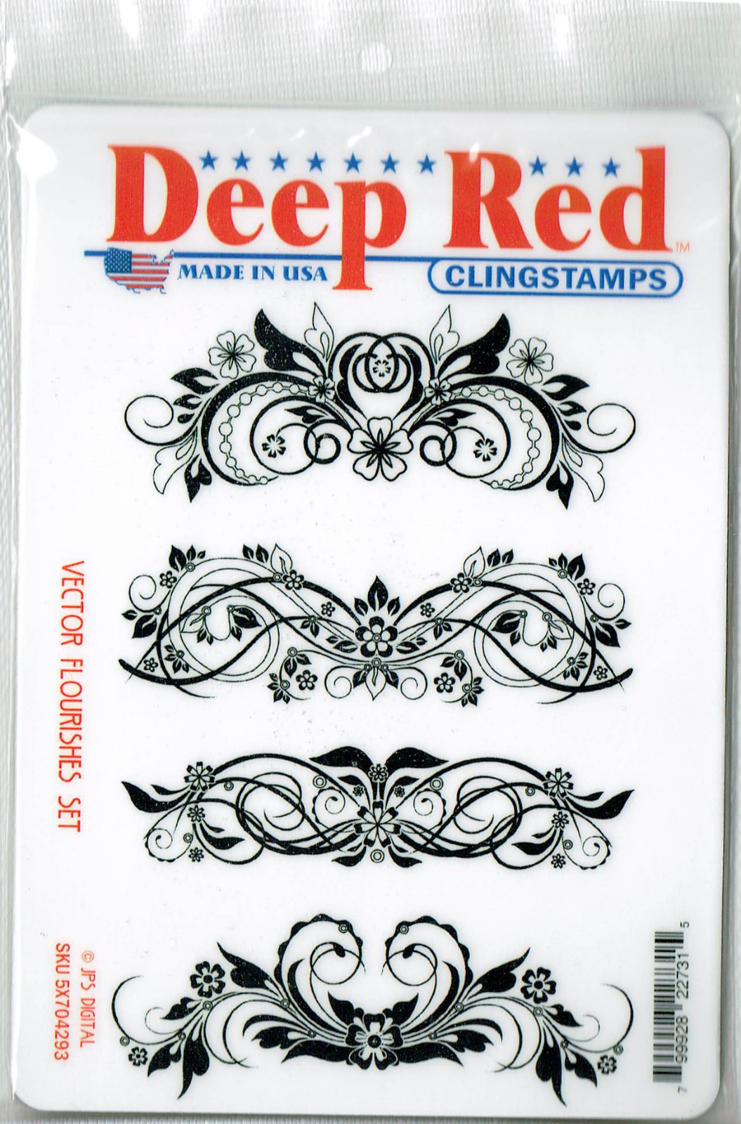 Deep Red Stamps Vector Flourishes Rubber Cling Stamps