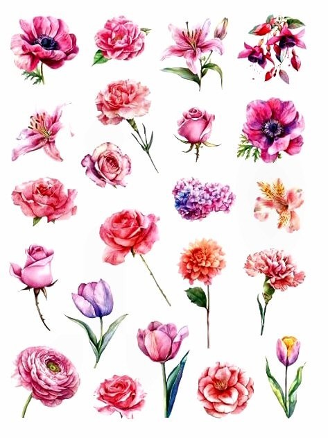 Multicolor VINYL FLOWER STICKERS FAST USA SHIP 7 7/8″X 5.75″ SHEET #1.I