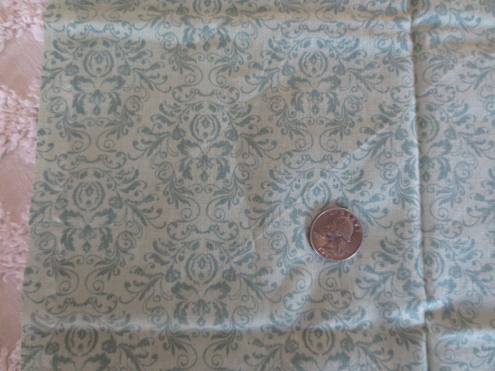 4108. Green on Green LEAF DESIGN PRINT Cotton FABRIC – 42″ x 2-1/2 yds.