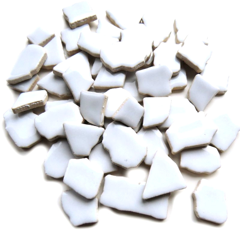 White Ceramic Jigsaw Shaped Mosaic Tiles- 50 Tiles – 4-20 mm x 4 mm size