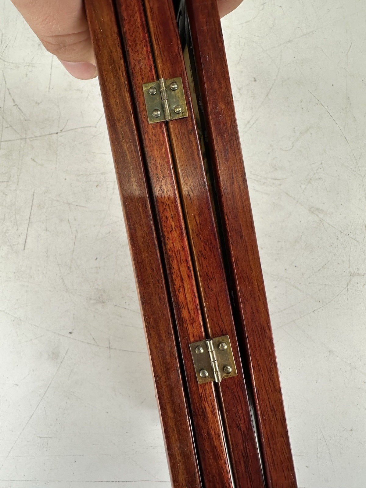 Antique Chinese 1900s 4 Panel Hand-Painted Mini Folding Screen Carved Engraved