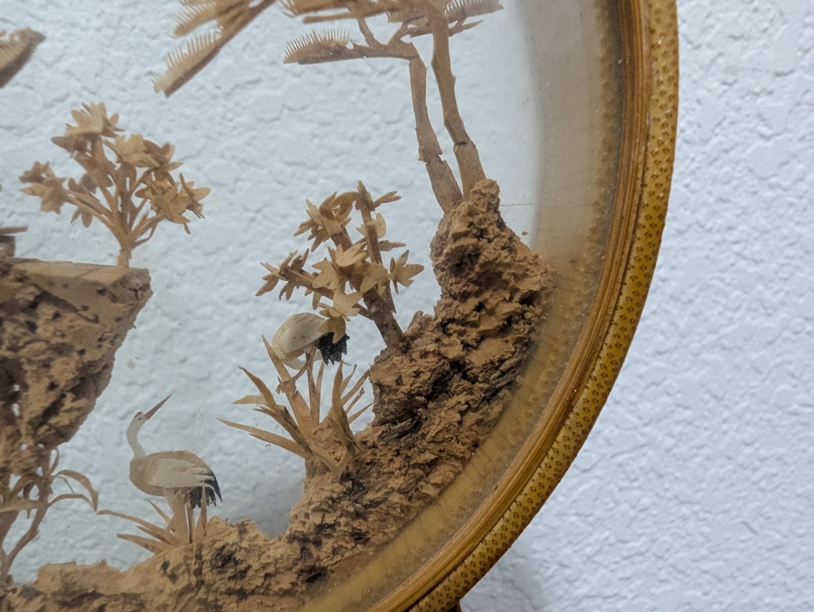Vintage Chinese Cork Carving Diorama Bamboo