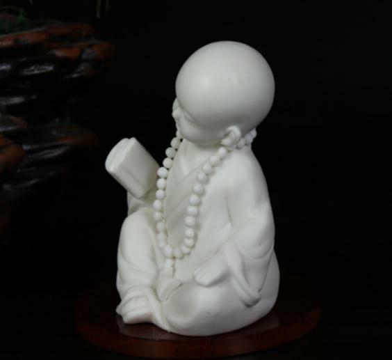 3.6″Chinese White Porcelain Ceramics Lovable Little Monk Figurine Statue Statues