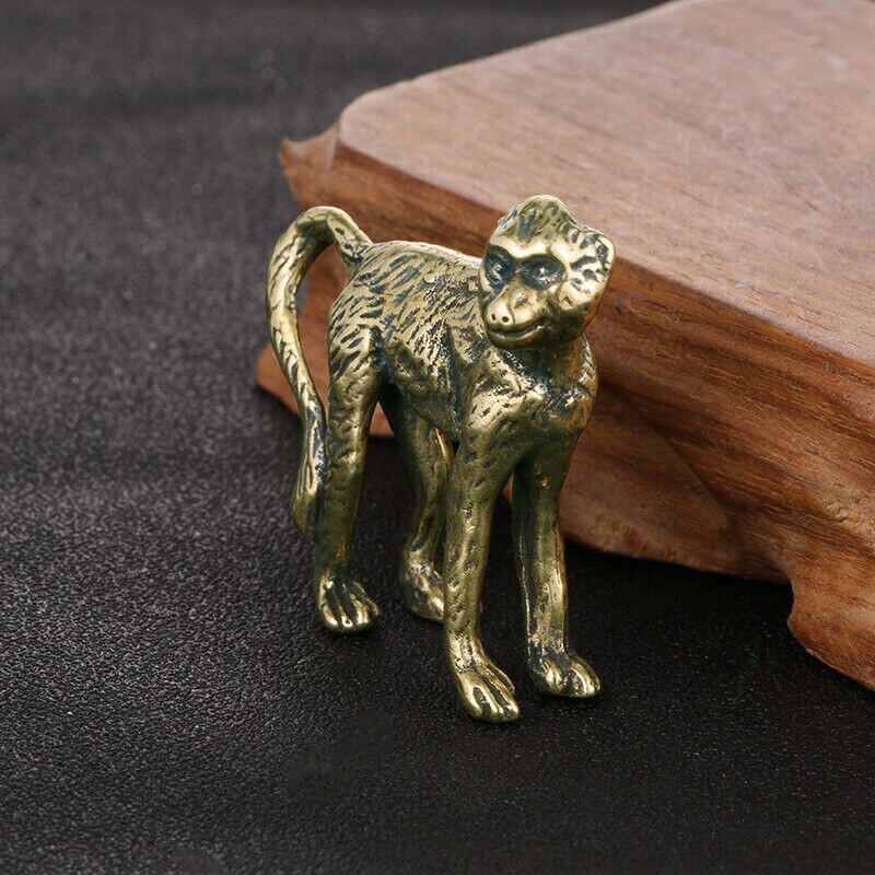 Solid Brass Monkey Figurine Small Statue Home Ornament Figurines Animal