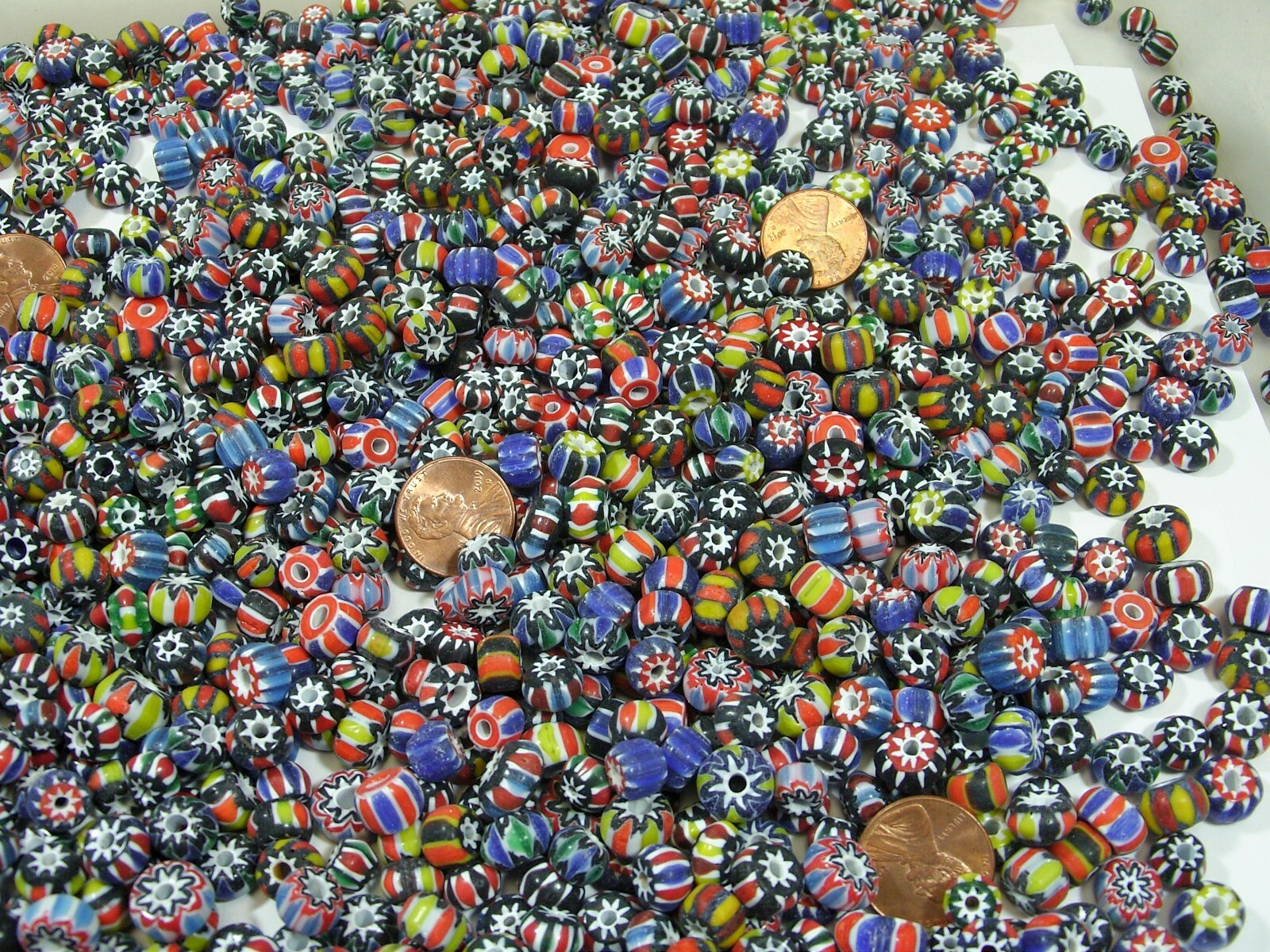 2 Pounds Assorted India Handmade Chevron Glass Spacer Beads Bulk Lot (PMP-21)