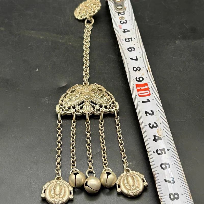 Silver Plated Copper Butterfly Pendant Chinese Hanfu Press Chest Lock