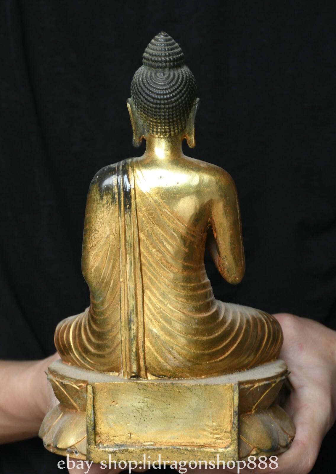 8.4″ Old Chinese Copper Gilt Buddhism Shakyamuni Amitabha Buddha Statue