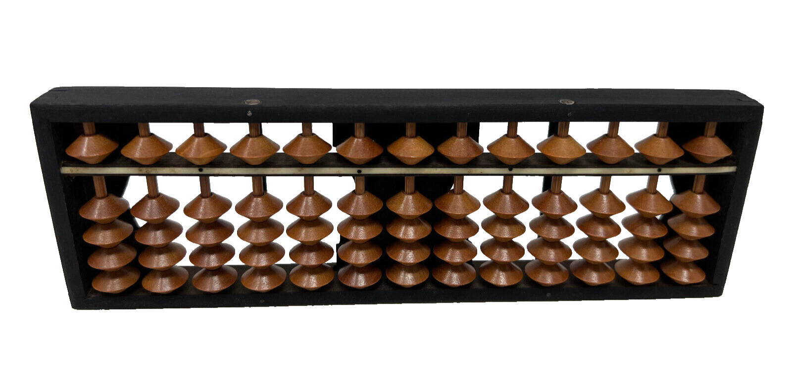 Vintage Japanese SUN Stained Wood 13 Column Abacus Counting Frame