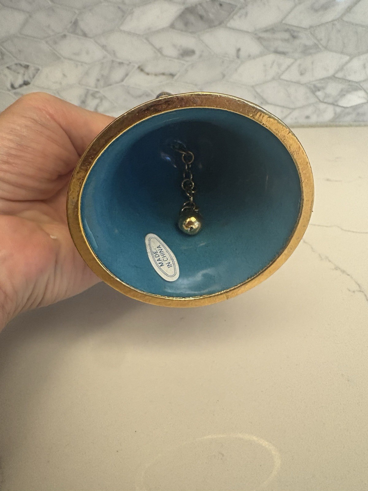 Vintage Chinese Cloisonne Enamel Floral Gold Metal Bell