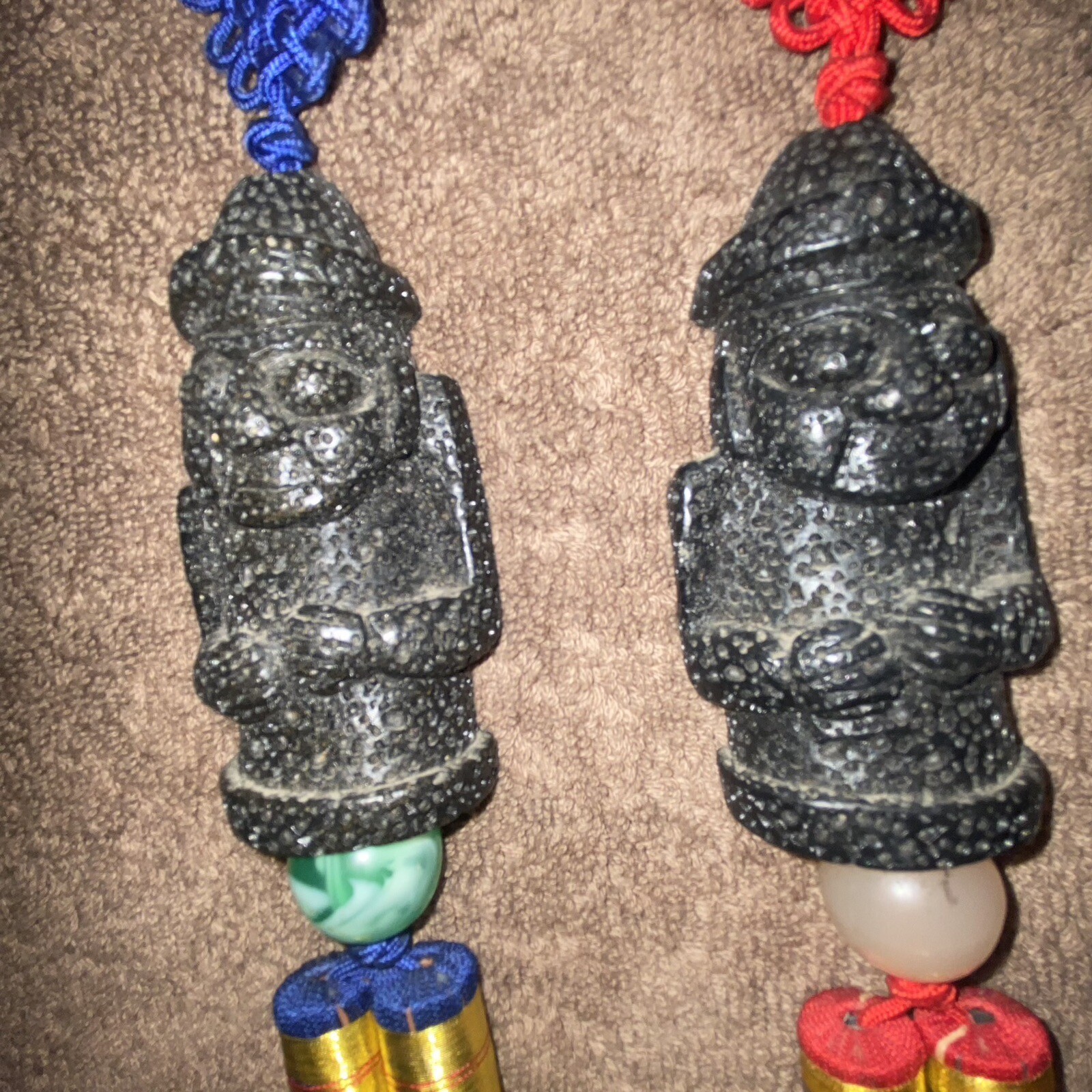Chinese Couple Rock Like Wall Hanging Fung Shui Decor-Tassel 10” Long
