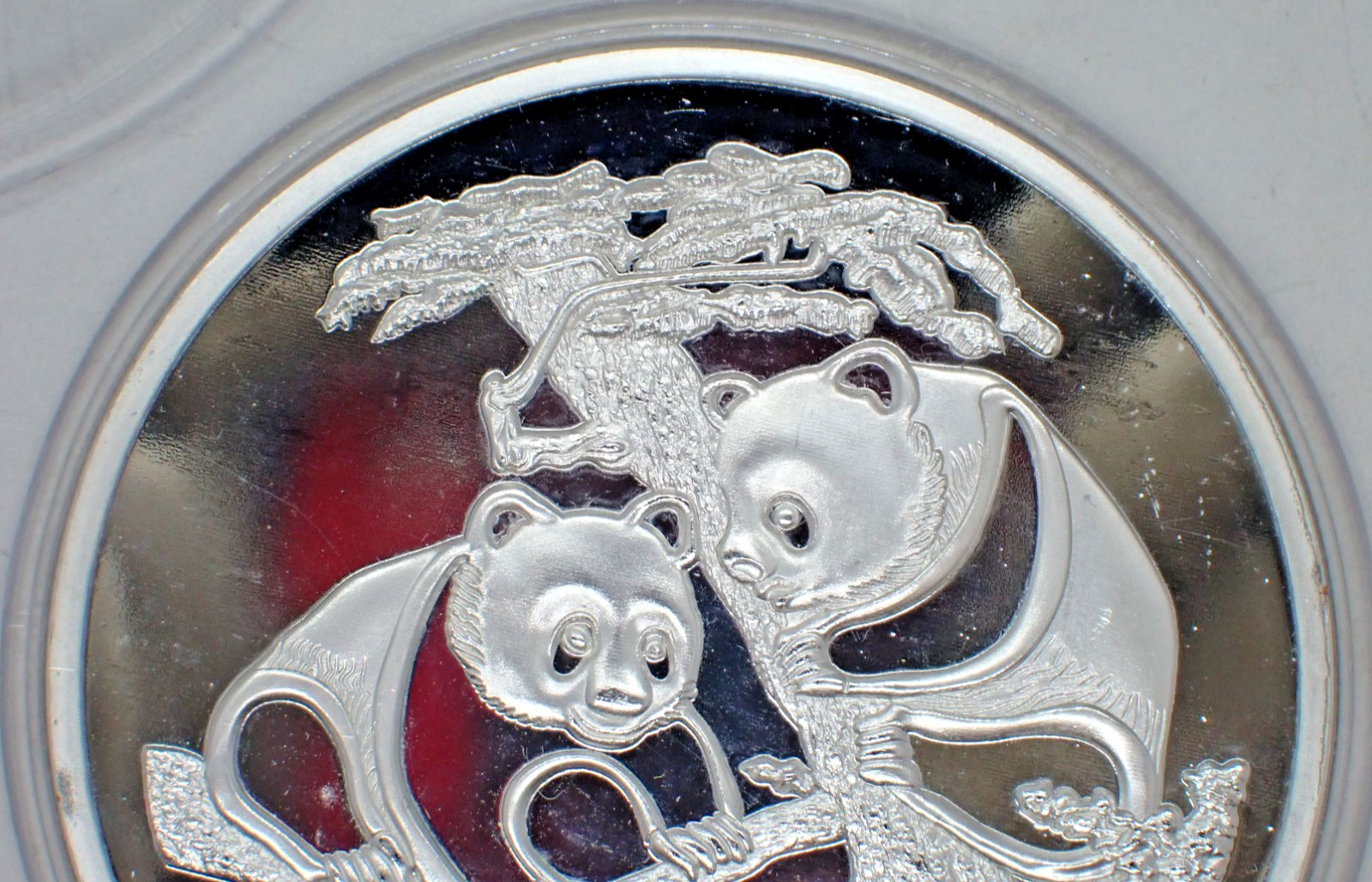Chinese Big Silver coated Souvenir Coin Two Pandas tree 1988 year #3
