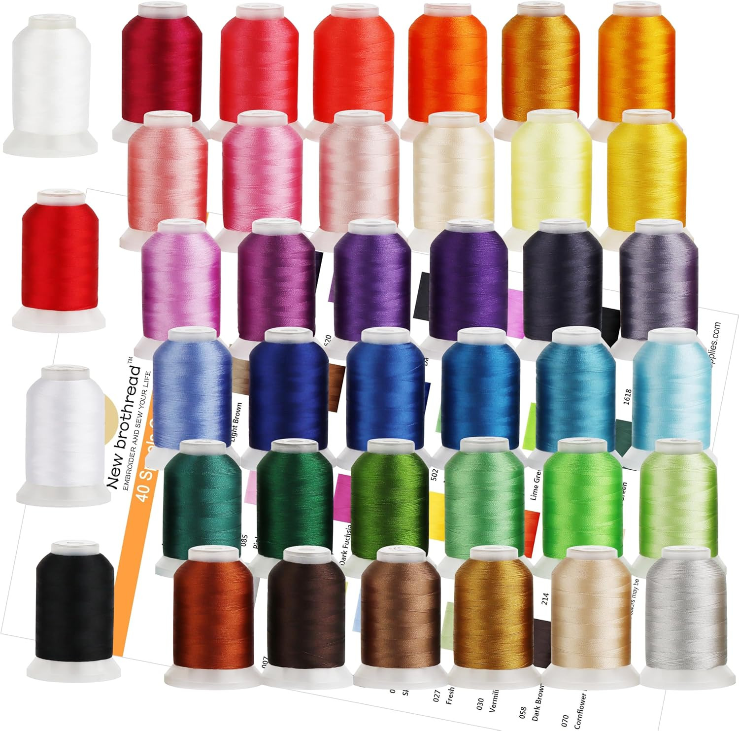 s 40 Colors 100% Polyester Machine Embroidery Thread 550Yd with Thread Nets – Co