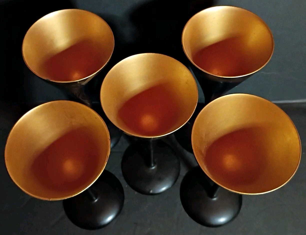 Beautiful Fighting Gold Rooster Chicken Black Lacquer Wood Shaker & 5 Cups China