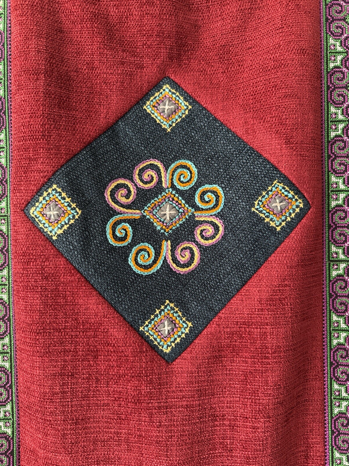 Miao/Hmong Embroidery – Wall Decoration – w/ Alloy Necklace and Good Luck Coins