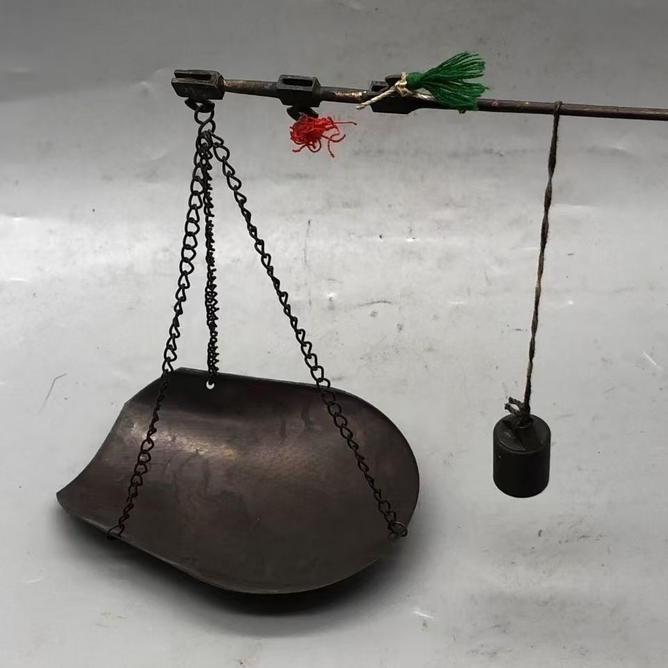 Vintage Copper Chinese Steelyard Mini Balance Herbal Weighing Collectible Decor
