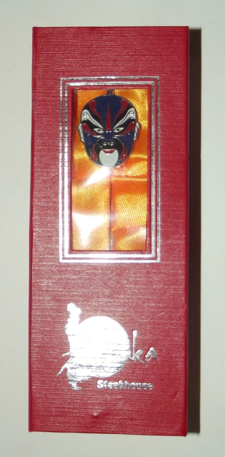 Chinese Opera Mask Bookmark Peking Beijing Metal & Enamel Art Osaka Steakhouse