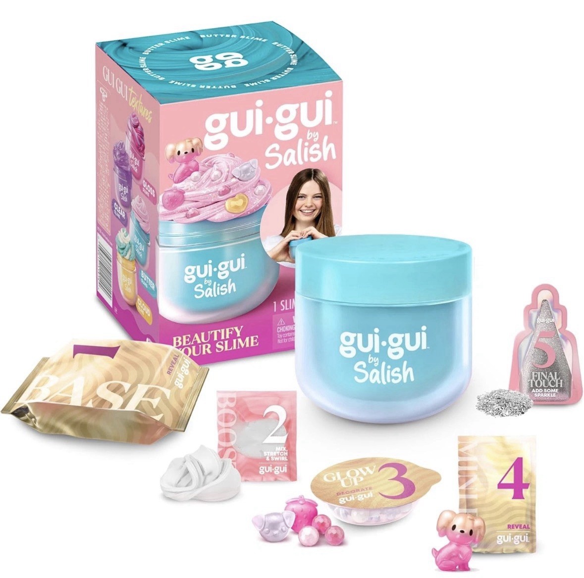 Lot of 4! Gui Gui Salish GLOSS Slime Pink Blue,yellow, purple Slime Complete