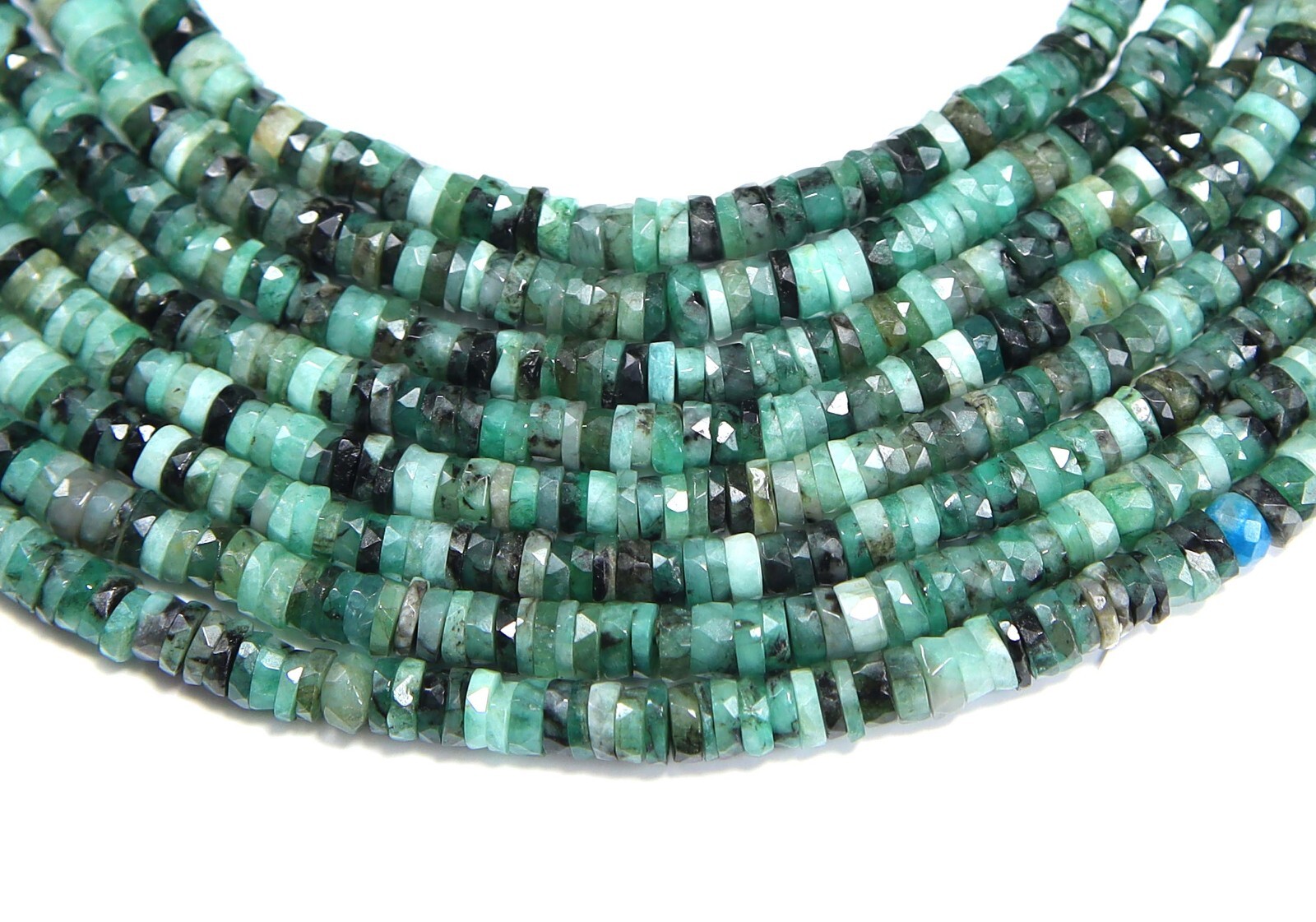 Emerald Shaded Faceted Button Beads NATURAL Emerald Tyre Gemstones Beads 16 Inch