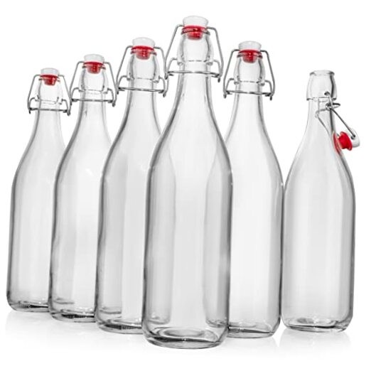 Swing Top Glass Bottles [1 Liter / 33 fl. oz.] [Pack of] – Flip Top Coquito 6