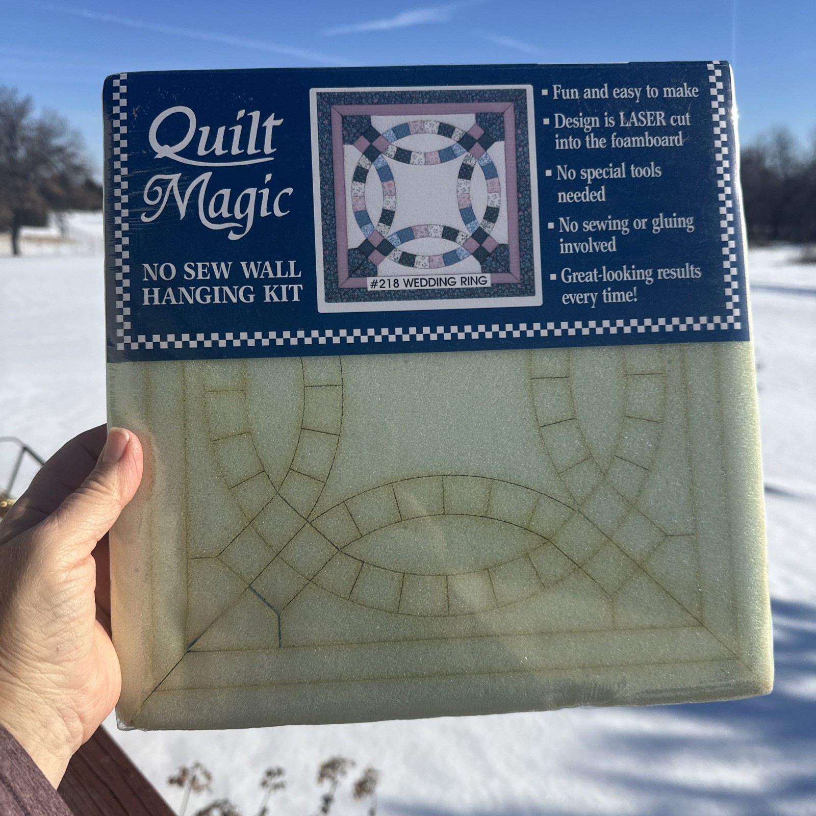 Vintage Quilt Magic No-Sew Wall Hanging #218 Wedding Ring 12″ x 12″ NEW SEALED