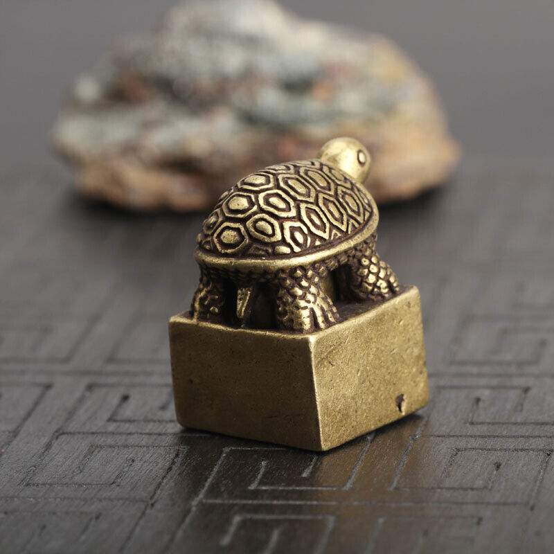 Chinese old Antique Collectible Bronze Recruit money turtle seal statue