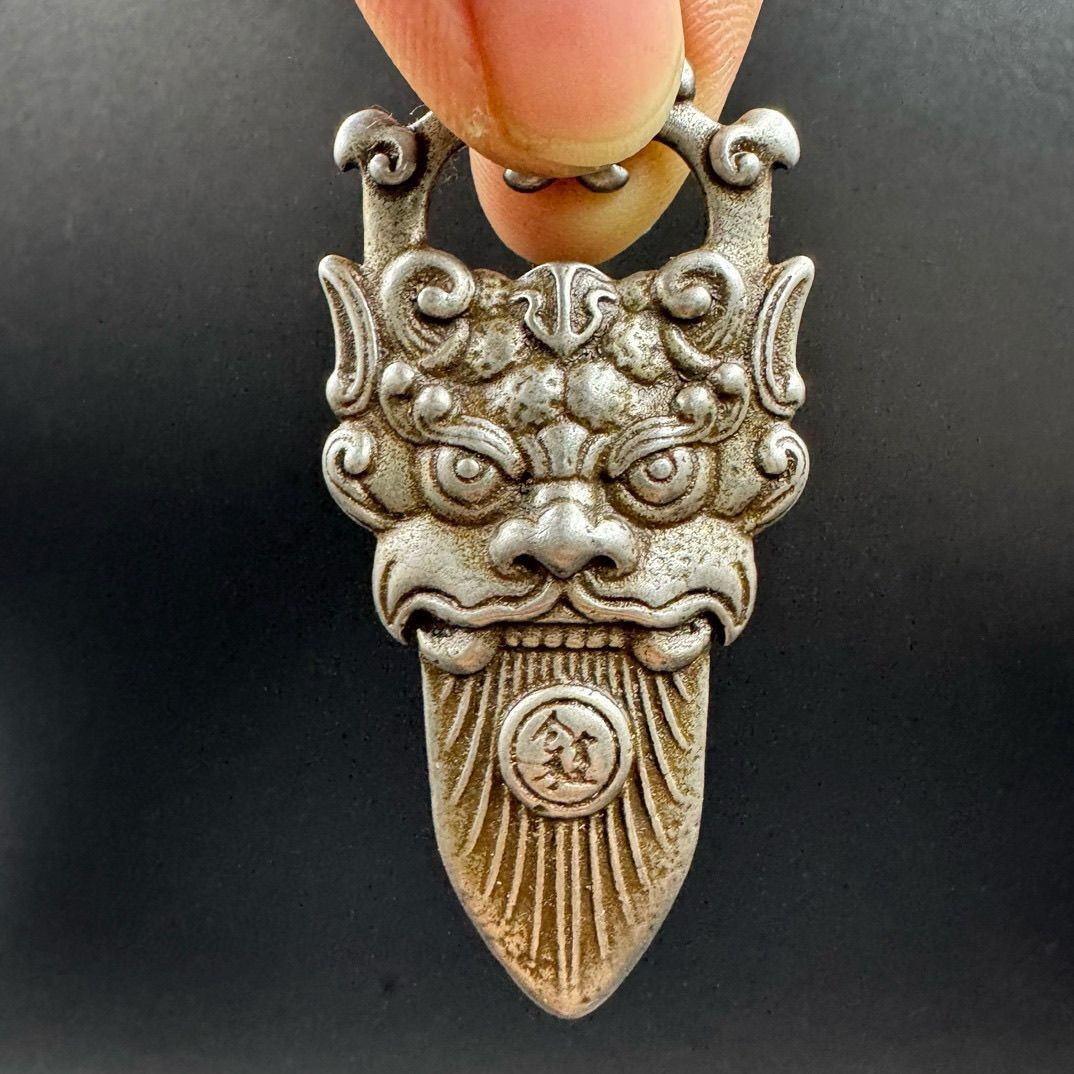 Nepal Tibetan Iron Meteorite Dragon Pendant Carved Tibetan Amulet Charm
