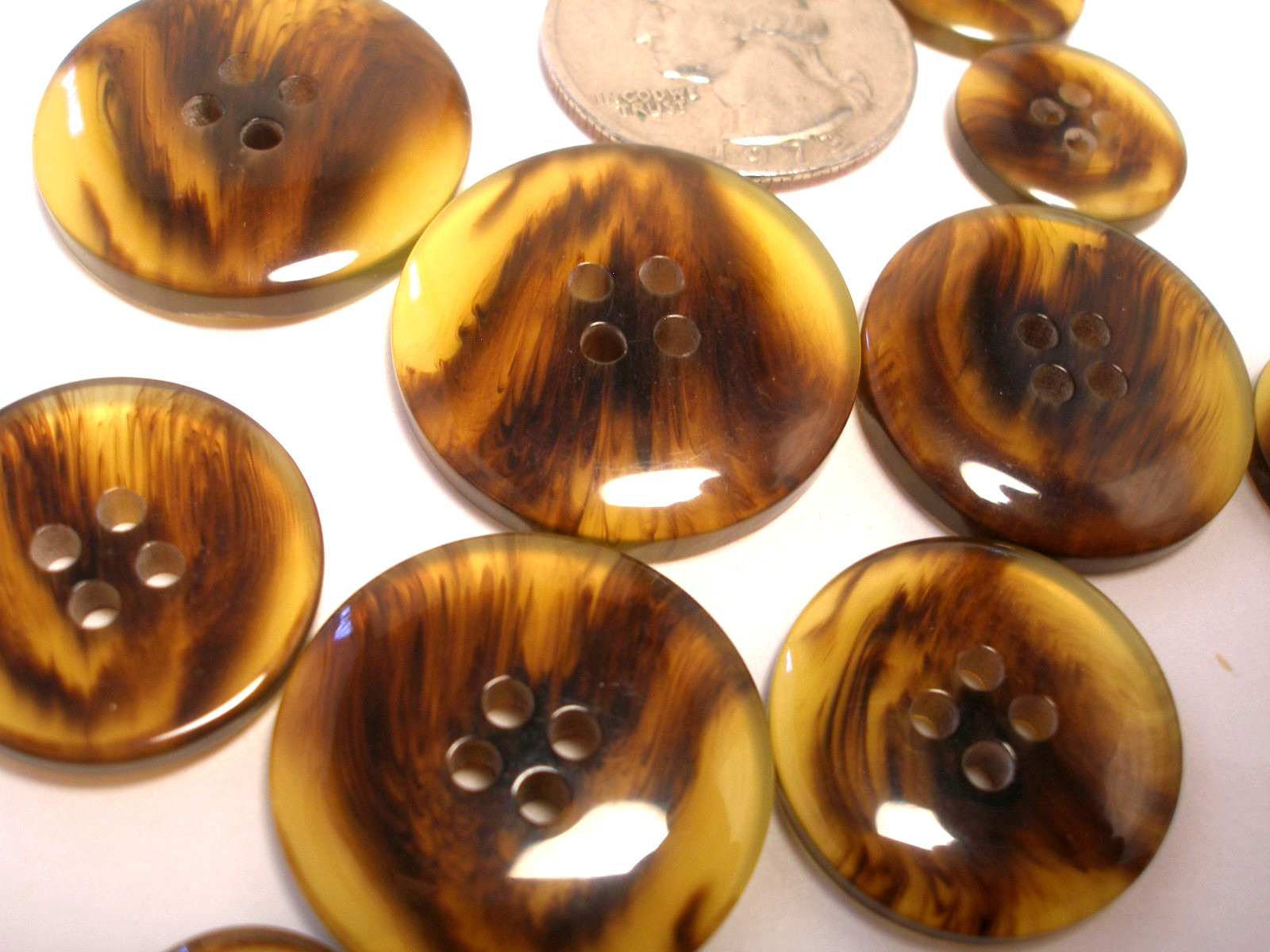 Imitation Amber brown Tortoise Shell Buttons size 1 in, 7/8, 3/16, 5/8, 1/2 #T1