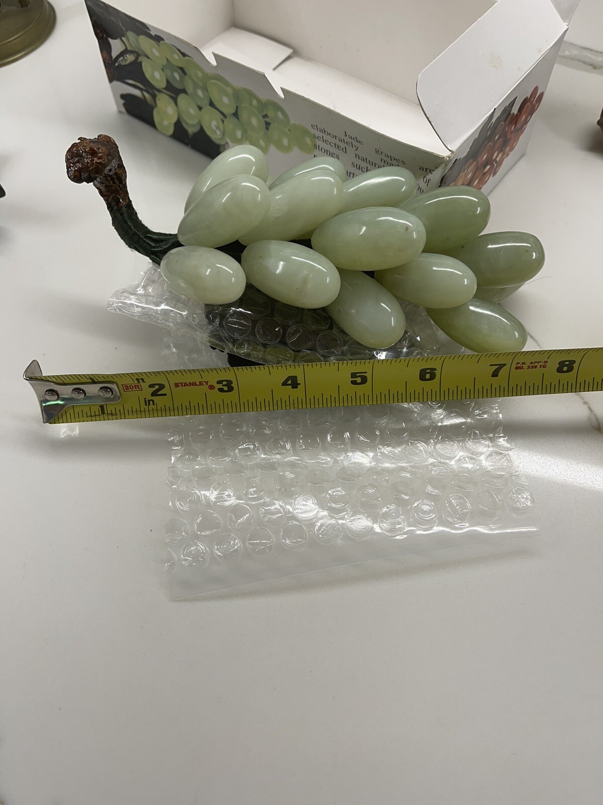 VINTAGE JADE GRAPE CLUSTER CHINA NEW IN ORIGINAL BOX 7.5” Across.