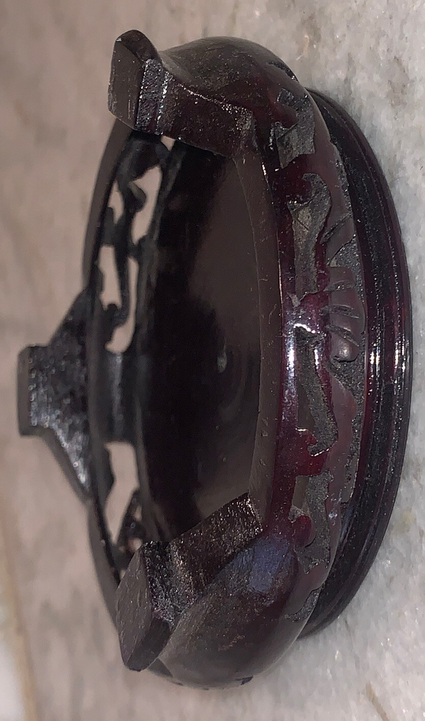 Vintage Pair Chinese Carved Black Display Stands 4 5/8”Diam 3.25” VaseBase