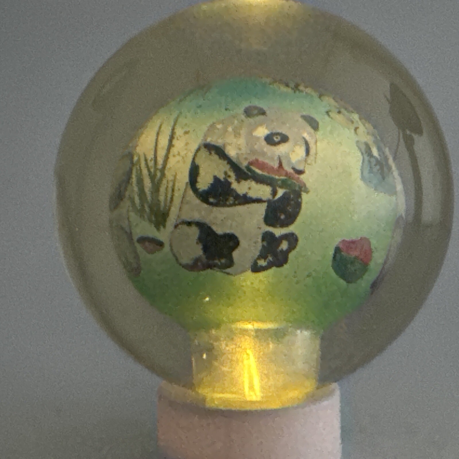 Chinese Hand painted Inside Reverse Art Panda Glass Globe
