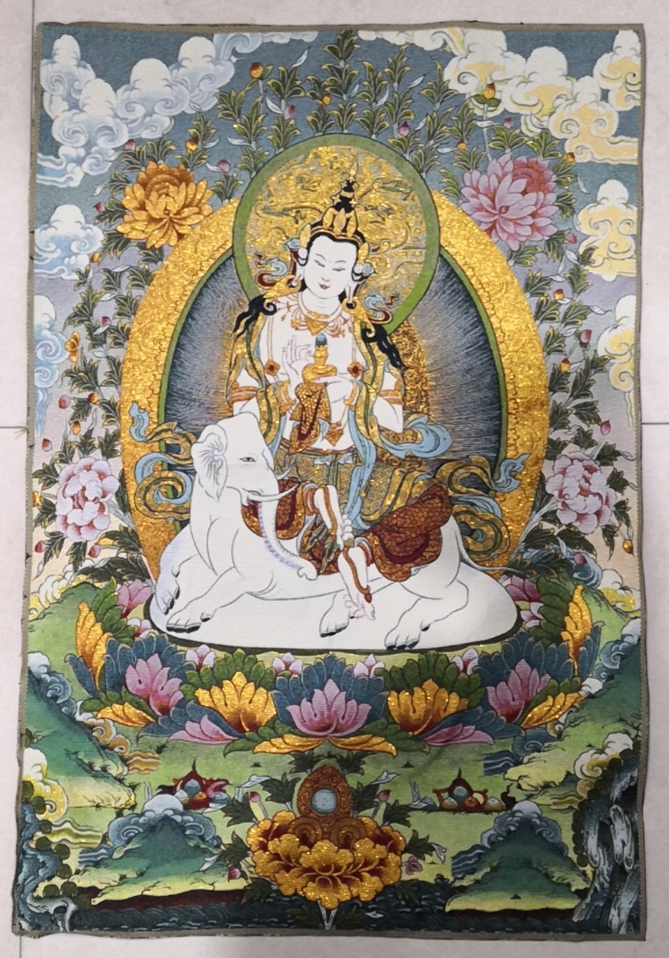 36″ Tibet Tibetan Cloth Silk Samantabhadra Guanyin Tangka Thangka Mural 26