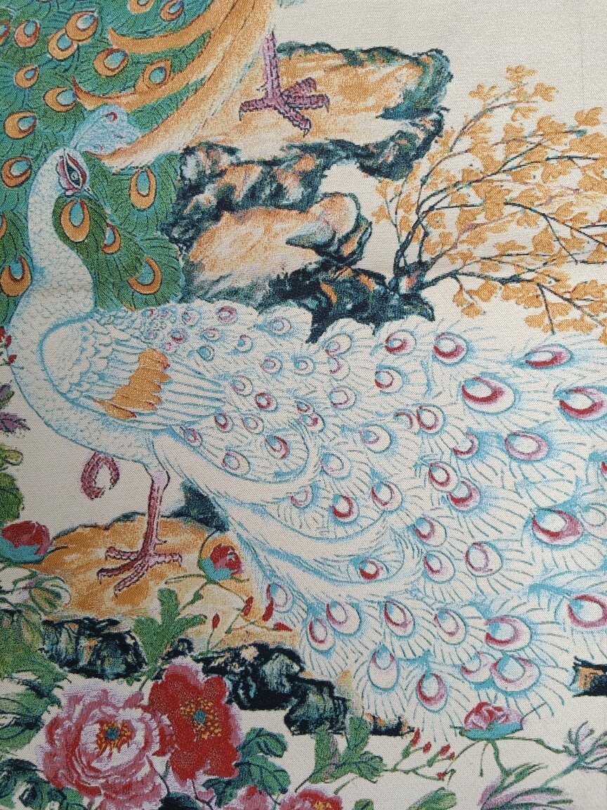 36″ China Cloth Silk Animal Peacock Fengshui Wall Hanging Tapestry Meditation 18