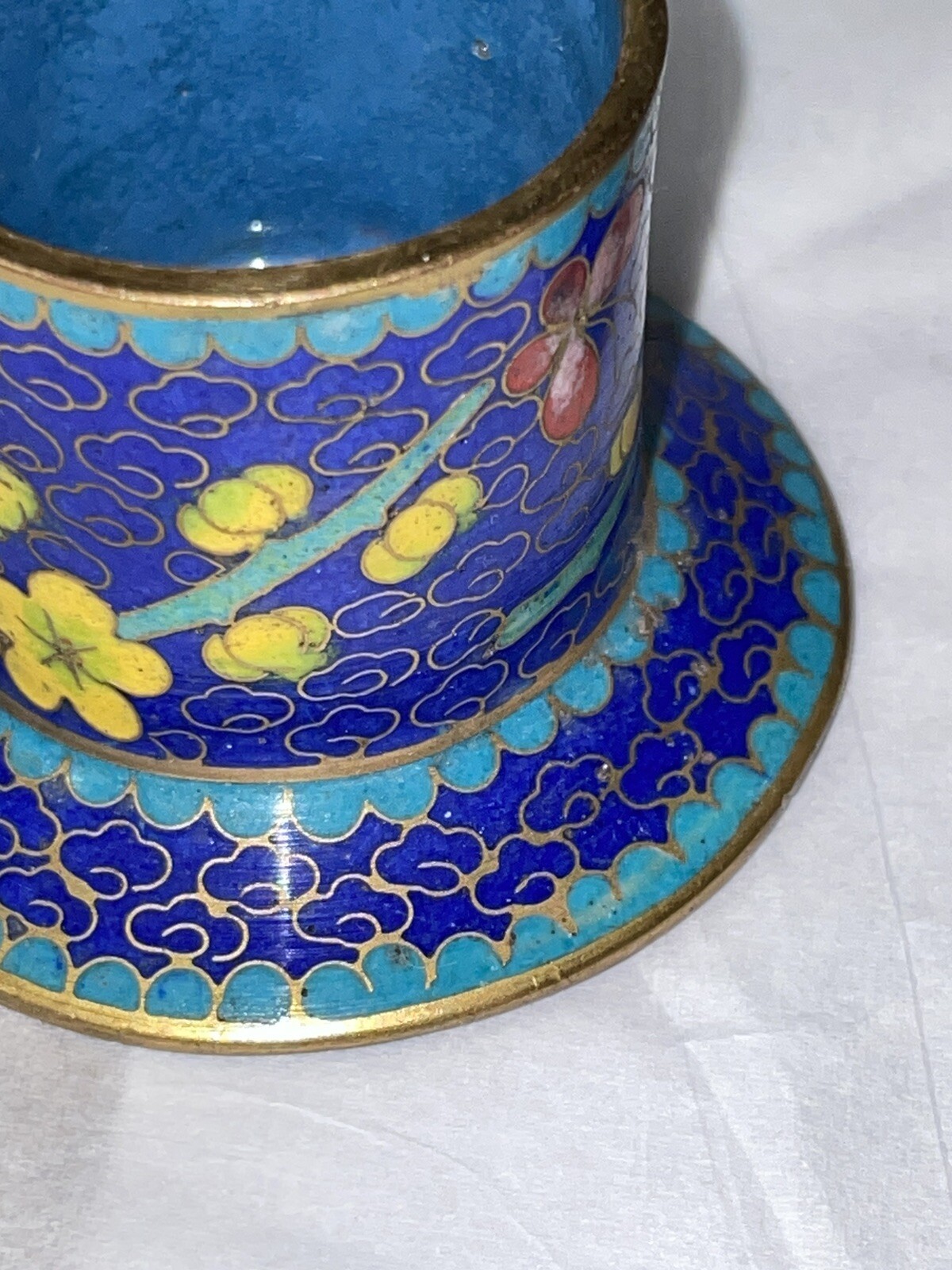 Vintage Chinese Cloisonné 4 Stacking Trinket Jars Or Cups ? Pagoda As-Is No Top