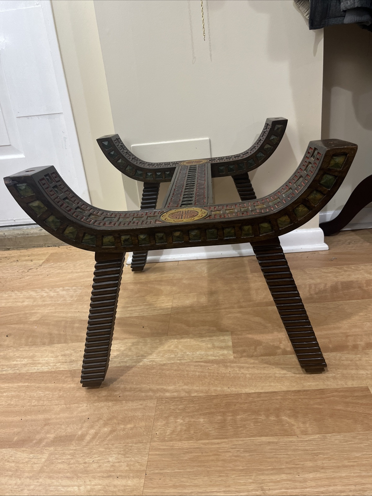 Unique Chinese Asian Carved Wood Coffee Table / Side Table Without The Glass VTG