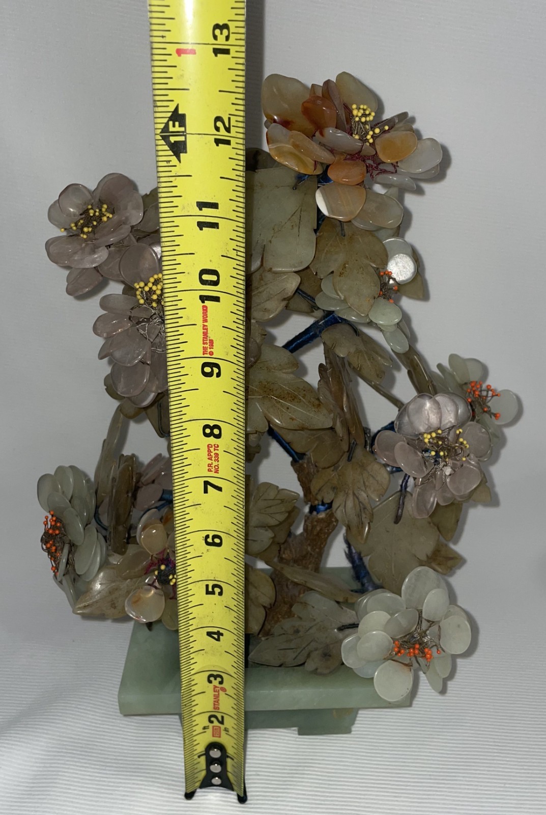 Vtg Chinese Jade Hard Stone Flowering Plant Or Bonsai Home Decor 13 Inches High