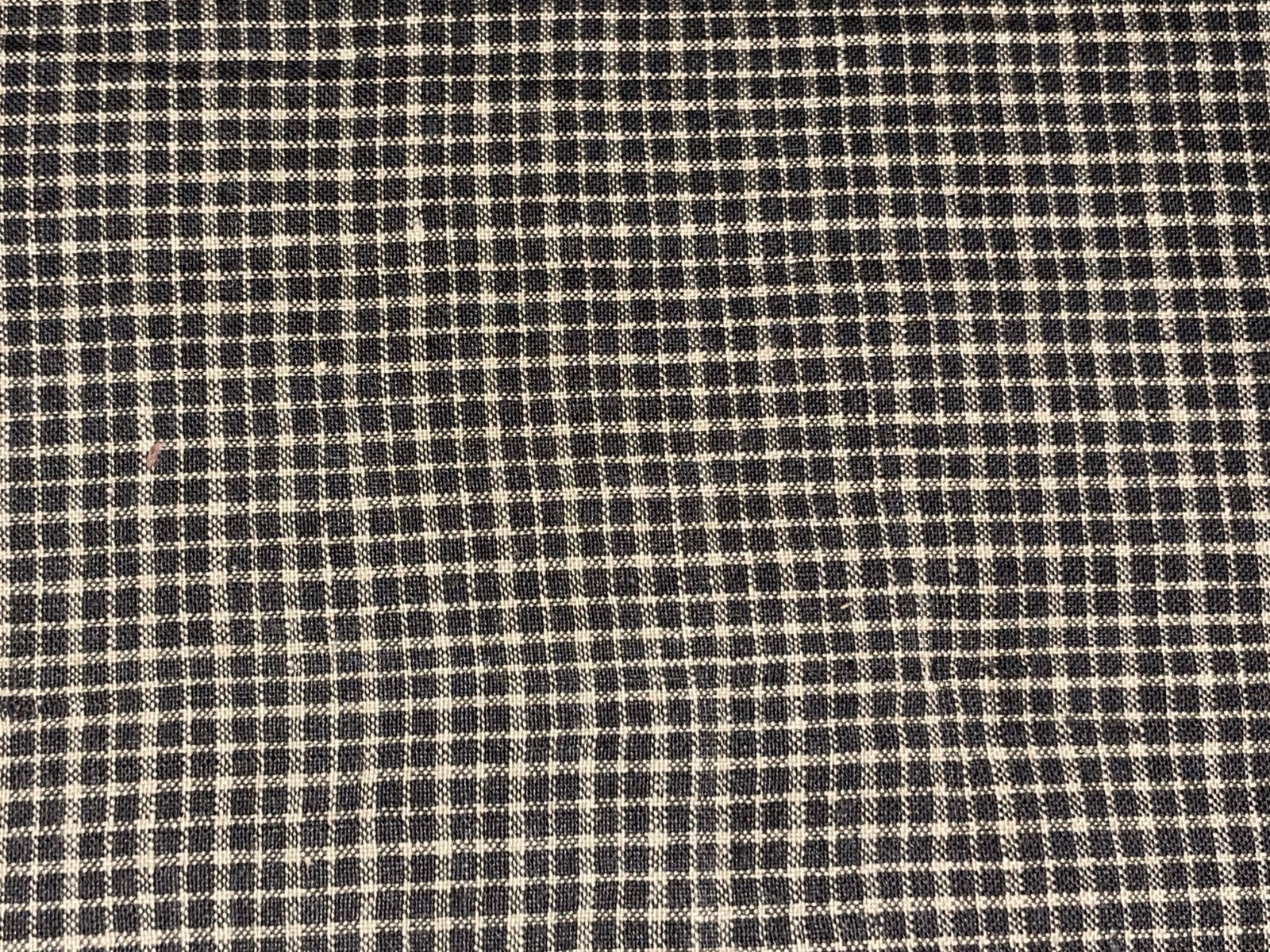 1 Yd Black & Creamy White Homespun Plaid Check Cotton Fabric