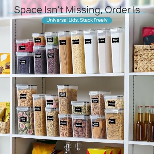Airtight Food Storage Containers with Lids, 24 pcs Plastic Kitchen and Black
