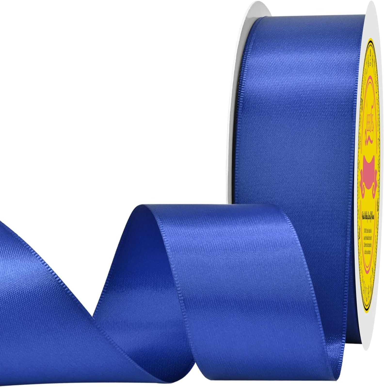 Double Face Cobalt Blue Satin Ribbon 1.5 Inch X 50 Yards Polyester Gift Wrapping