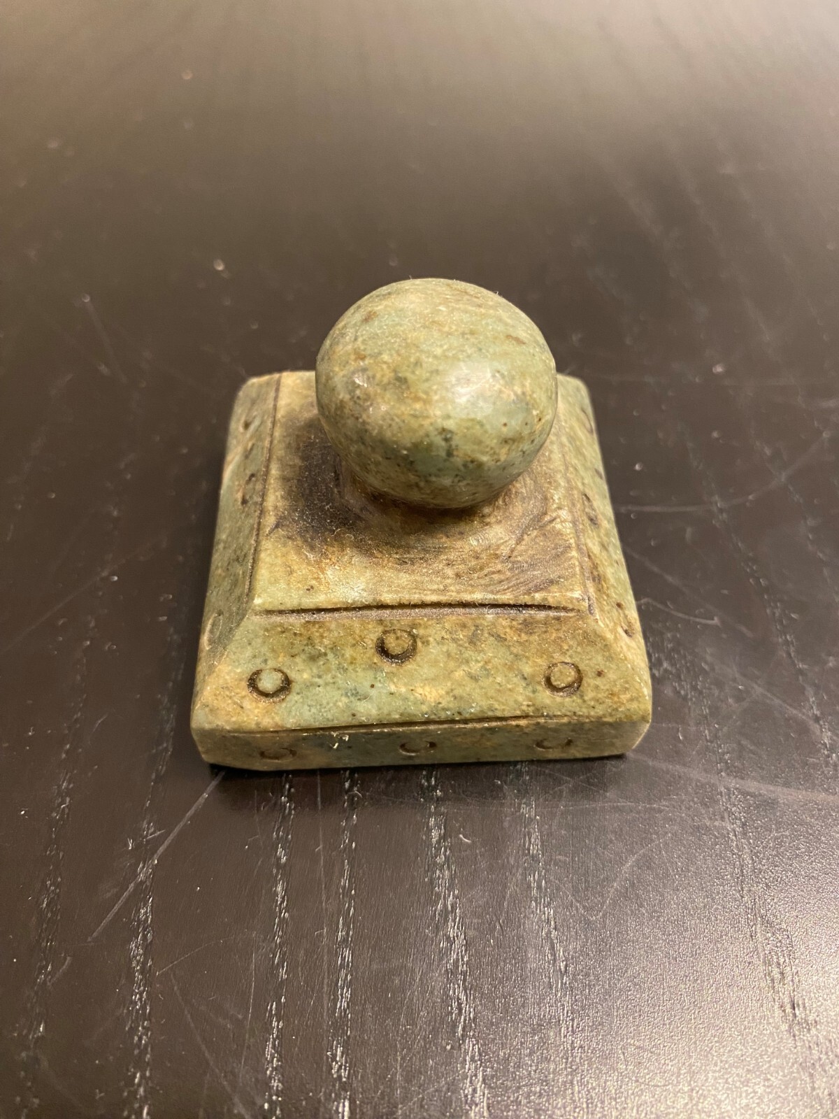 Square-shape stone stamp carved with Chinese characters