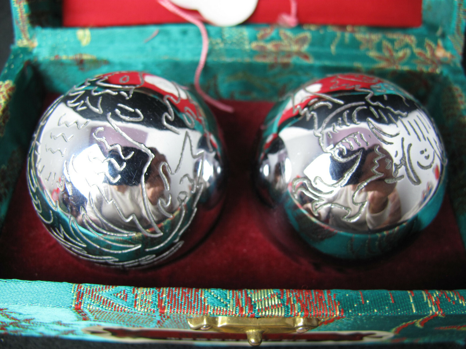 Vintage Shou Xing Yin Yang Chimes Silver With Iron Ball Directions Made In China