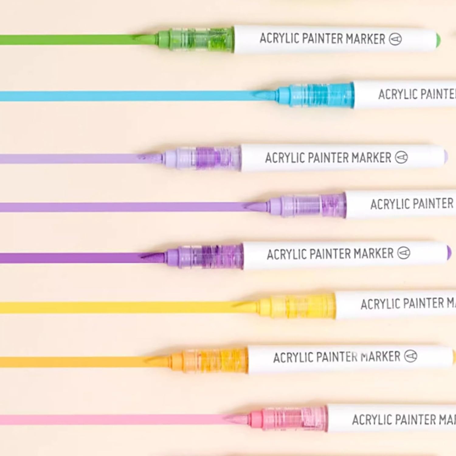 9 Colors Water Based Acrylic Paint Markers, Brush Felt Tip Acrylic Paint Pens