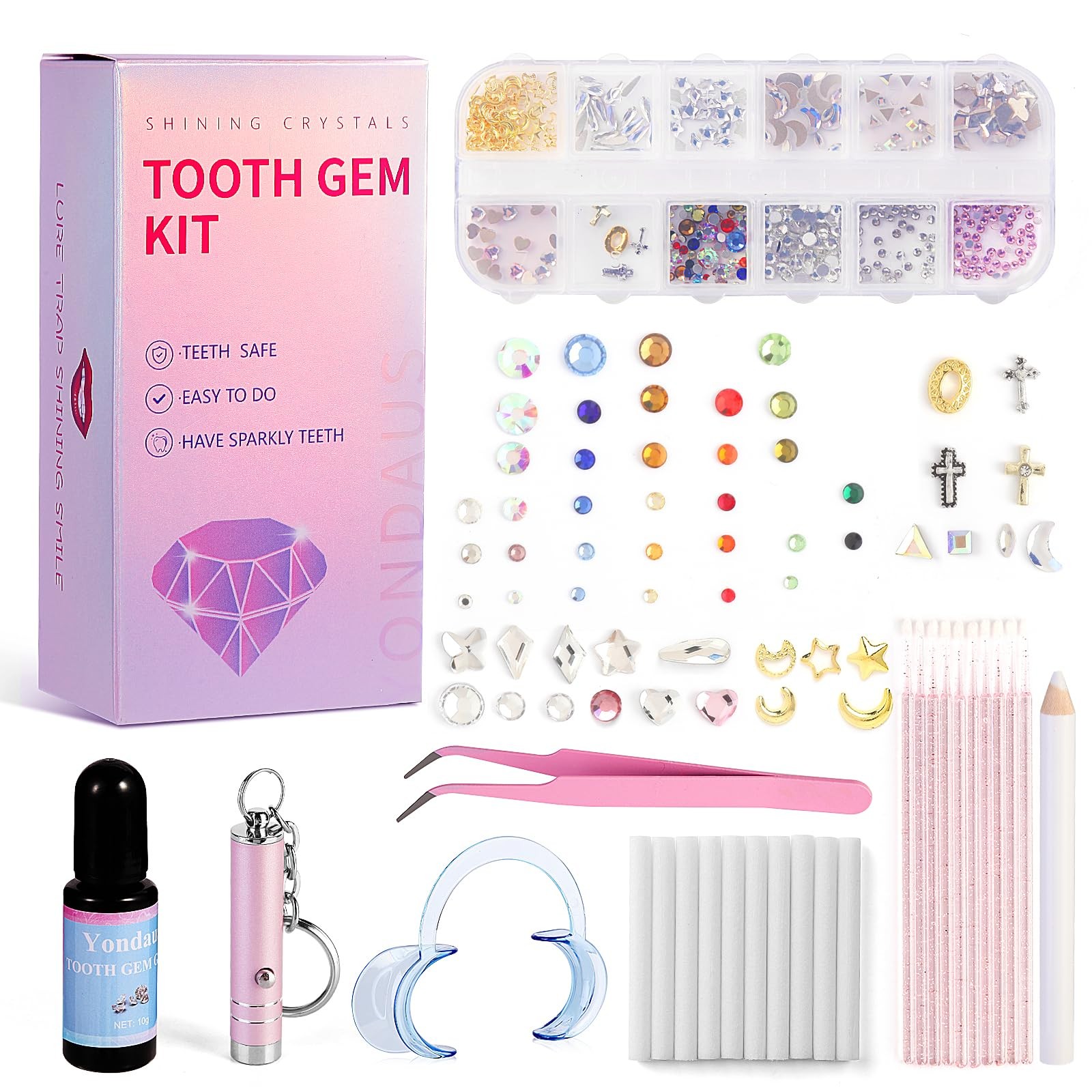 Tooth Gem Kit, DIY Crystals Jewelry Kit, 374 PCS Gem 26 Shapes Professional C…