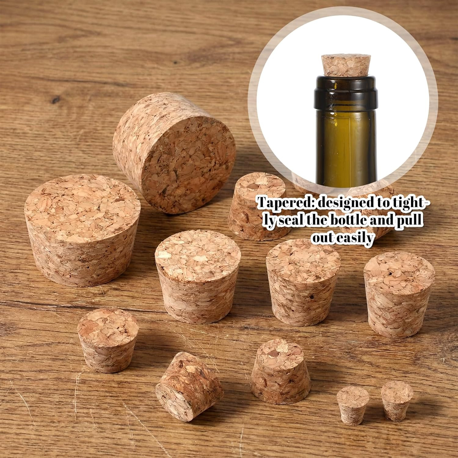 30 PCS Cork Stoppers Assorted Sizes Corks for Wine Bottles for Crafts Natural