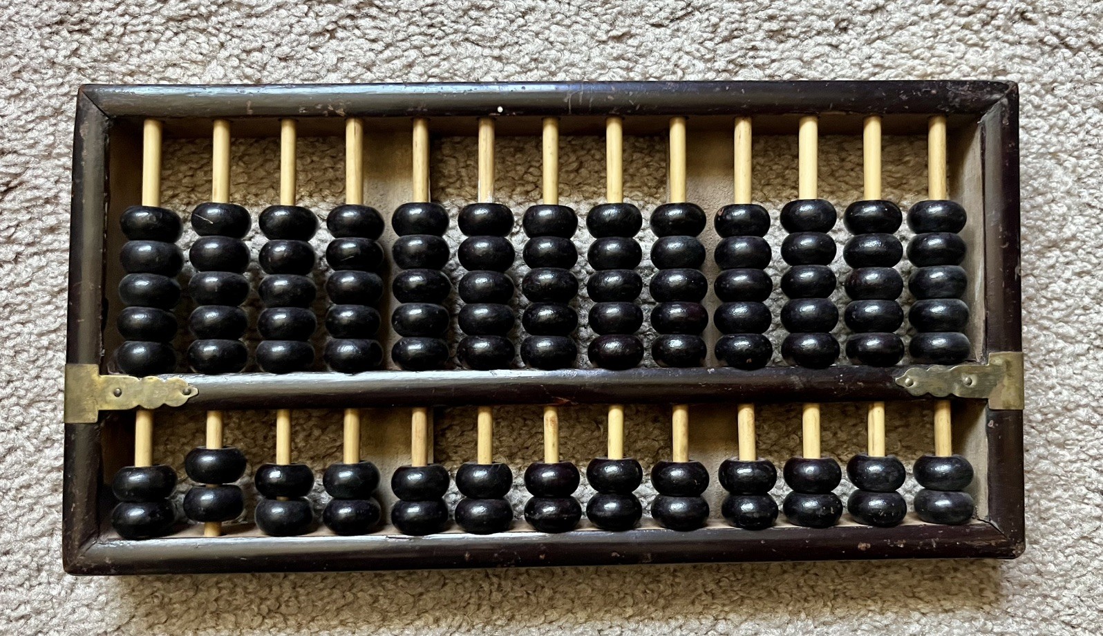 Rare Vintage Lotus Flower Brand Chinese Huanghuali Wood Abacus 13 Rod 91 Bead