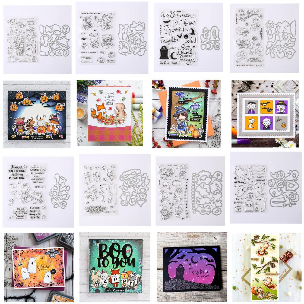 Halloween Fall Harvest Metal Cutting Dies And Clear Stamps Set Diy Scrapbooking