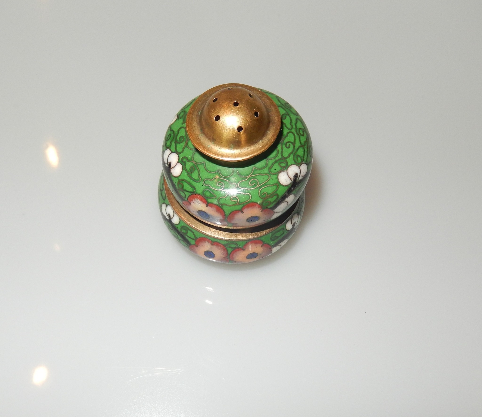 Export Chinese Cloisonne Salt and Pepper Set Antique Marked CHINA