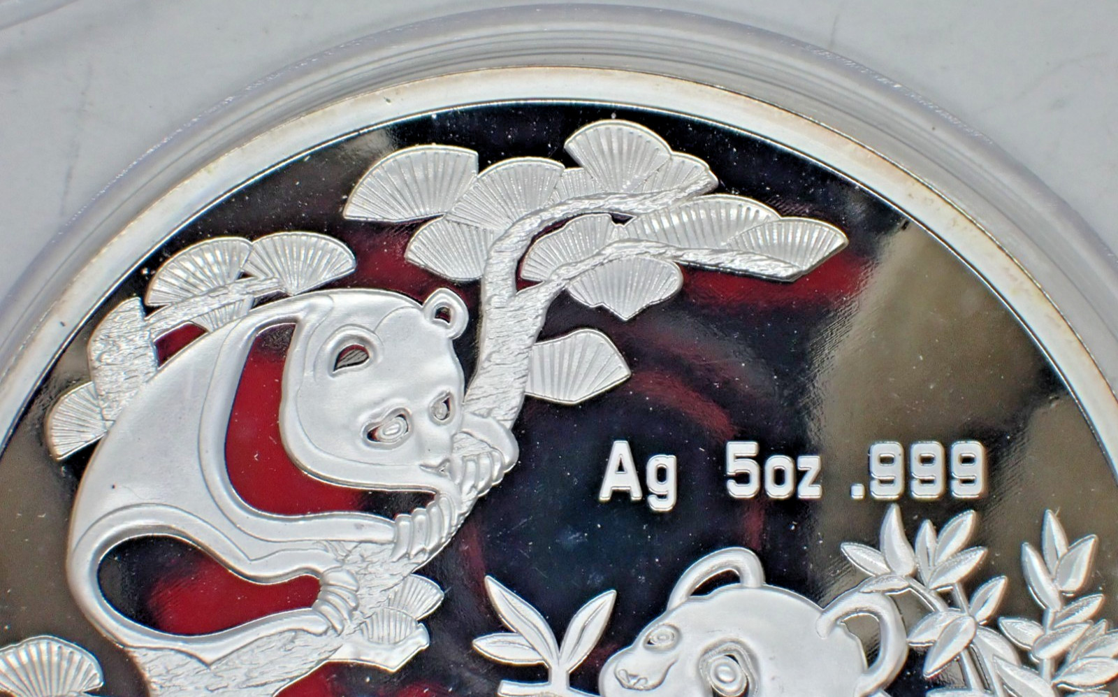 Chinese Big Silver coated Souvenir Coin Two Pandas tree 1994 year #2