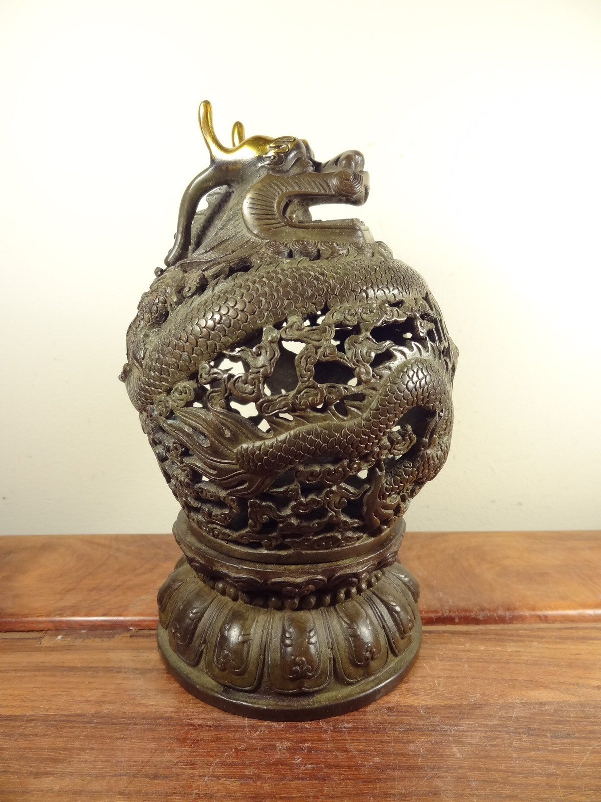 Old Bronze Incense Burner – Dragon Design