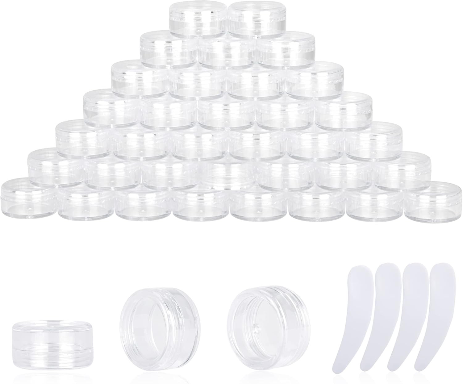 50PCS 3 Gram Sample Containers 3ml Empty Jars with Lids Small Cosmetic Clear